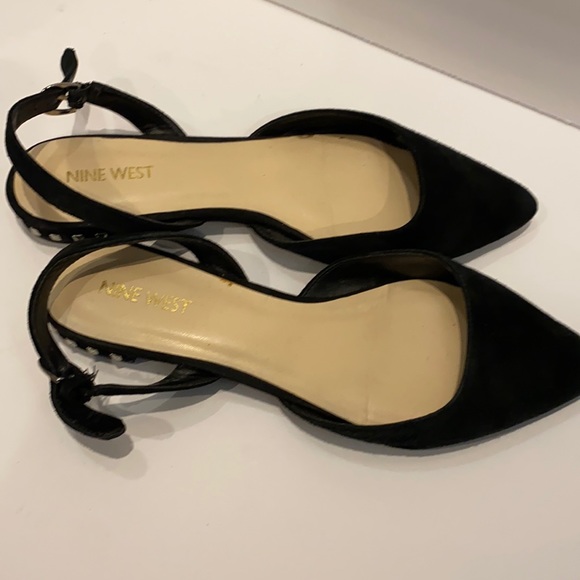 Nine West Flats Black Suede Studded - Picture 1 of 8